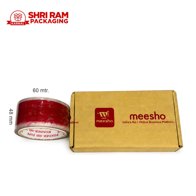 Meesho Printed Packaging Tape 2 Inch x 60 Meter | 48mm BOPP Self Adhesive Box Packing Tape