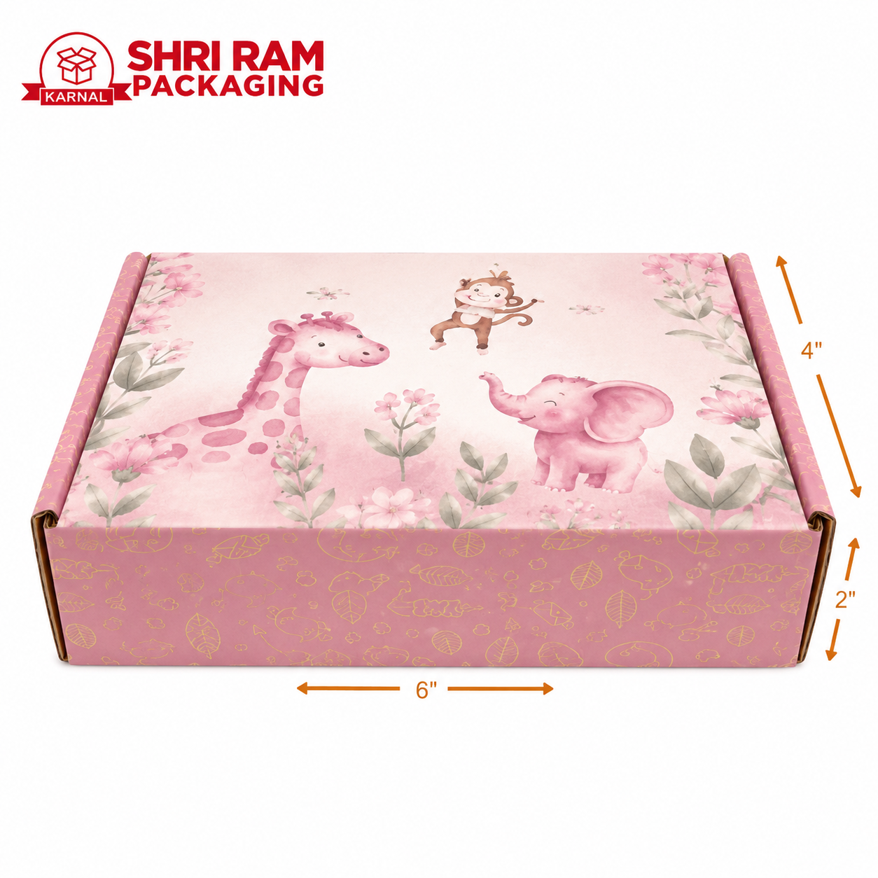 Shri Ram Packaging 6x4x2 Inch Pink Printed Corrugated Mailer Box | Premium Packaging & Gift Box